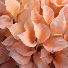 Peach leaves close up. Background in peach fuzz color. Square size
