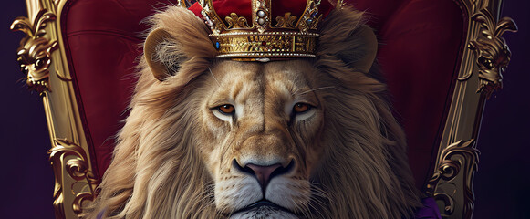Fototapeta premium lion on the throne, AI generated