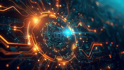 Obraz premium Conceptual Digital Abstract Art Background with Advanced Technology