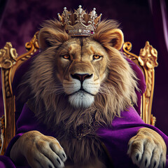 king lion on the throne, AI generated