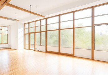 Empty room of modern contemporary loft with wood