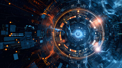 Obraz premium Futuristic Technology Concept. Abstract Digital Art Background