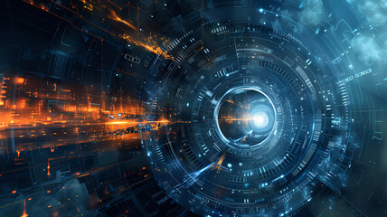 Obraz premium Futuristic Technology Concept. Abstract Digital Art Background