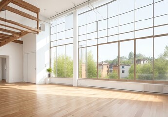 Fototapeta premium Empty room of modern contemporary loft with wood