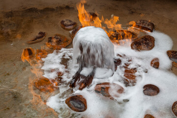 burning water escaping from a drilled well
