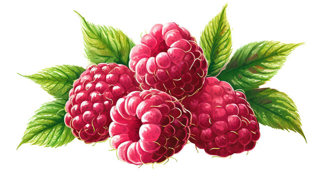 Himbeeren isoliert auf wei&szlig;en Hintergrund, Freisteller 