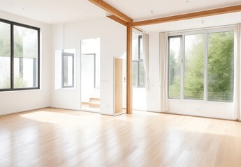 Fototapeta premium Empty room of modern contemporary loft with wood