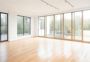 Empty room of modern contemporary loft with wood