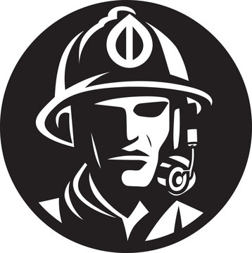 Vector Graphic of Heroic Firefighter SceneVector Firefighter Symbol in Monochrome