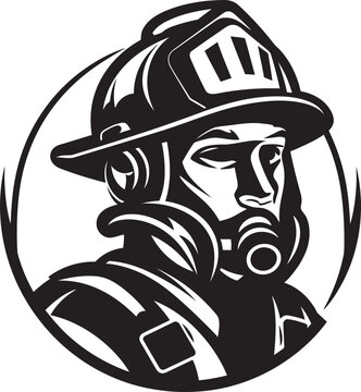 Dynamic Firefighting Symbol in Black VectorVector Art of Courageous Fire Brigade
