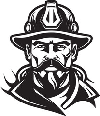 Black and White Fireman Emblem   Vector DesignVector Firefighter Mask Illustration