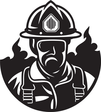 Monochrome Firefighter Silhouette   Vector ArtVector Fire Rescue Symbol in Black