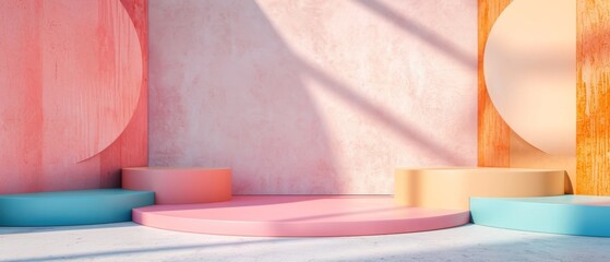 Geometric Shapes In Pastel: The Perfect Backdrop For Product Presentations. Сoncept Sunset Silhouettes: Capturing The Beauty Of Nature In The Golden Hour