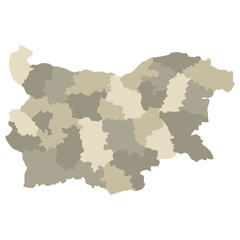 Bulgaria map. Map of Bulgaria in administrative provinces in multicolor