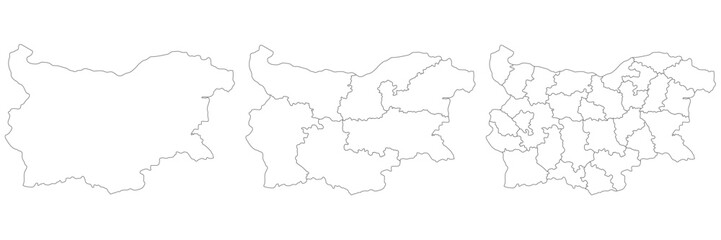 Bulgaria map. Map of Bulgaria in six mains regions in white color