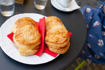 Tongue of Procida, typical dessert of the island of Procida (NAPLES) made of puff pastry and lemon cream.