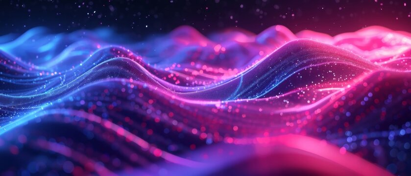 Vibrant Neon Waves Create A Captivating Background In This Stock Photo. Сoncept Abstract Art, Neon Colors, Energetic Background, Graphic Design Inspiration, Vibrant Visuals