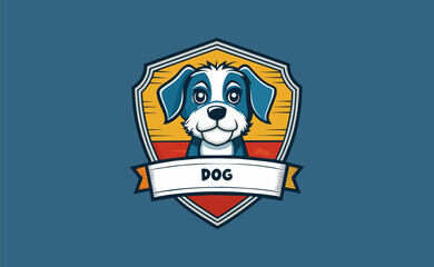 minimalist vintage style cute dog logo, Vector image of animal logo design, dog pet logo design vector template, vector illustration of a cute puppy.