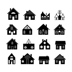 House Black Silhouette. Unique Mansion And Private Houses Art. House Icon Vector illustration
