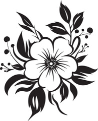 Inked Floral Serenade XVI Stylish Black Vector SerenadeEnchanted Midnight Gardens V Dark Vector Midnight Gardens