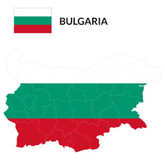 Bulgaria map. Map of Bulgaria with Bulgaria flag