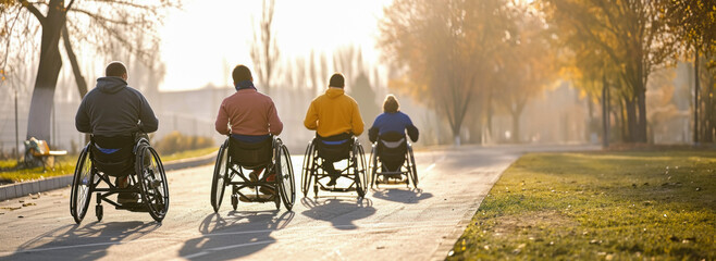 Wheelchair Athletes Racing on a Sunny Day