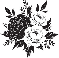 Charcoal Floral Excellence Illuminated XVI Monochrome Floral Vector ExcellenceEbony Floral Enchantment Illuminated XVI Black Vector Floral Enchantment