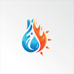 Drop Water Fire Logo Vector