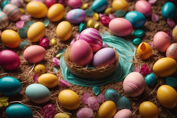 Fototapeta na wymiar Easter Eggs on Slate