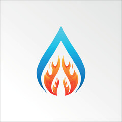 Fire Water Drop Logo Vector