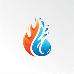 Drop Water Fire Logo Vector