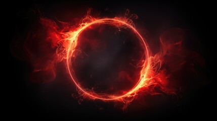 Circle of Fire flame with movment on black background, Beautiful yellow, orange and red and red blaze fire flame texture style, , generative ai - obrazy, fototapety, plakaty