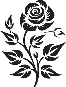 Inked Bluebells Dark Floral IllustrationMonochrome Verbena Black Vector Florals