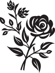 Inked Jasmine Vines Floral Vector Design in BlackObsidian Dahlia Silhouettes Dark Vector Illustration