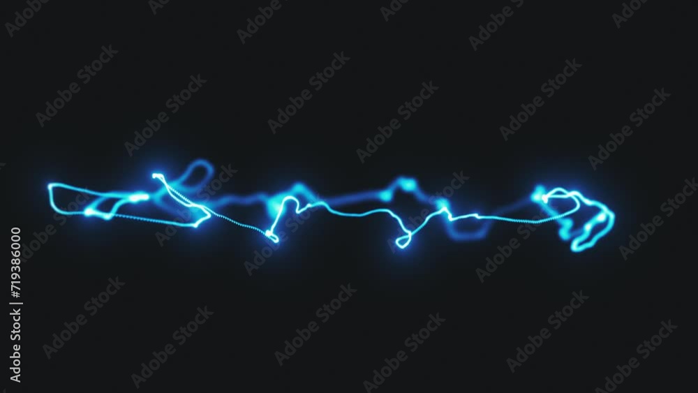 Poster glowing distorted electric ark/ 4k animation of an abstract 3d glowing electric light filament with 