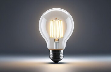 Electric lightbulb with yellow light, with copy space