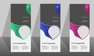 Modern business corporate dl Flyer Rack Card design template with roll up banner design