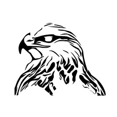 black and white sketch of an eagle's head with a transparent background for elements for making logos and symbols