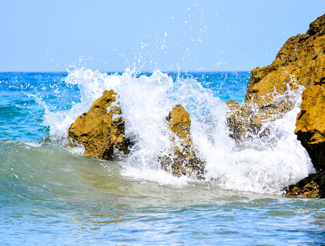 Waves on La Palombina beach, Celorio, Asturias, Llanes