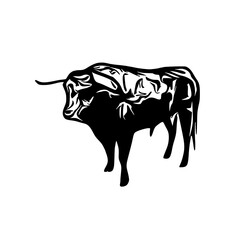 black and white sketch of a bull with a transparent background for elements for making logos and symbols