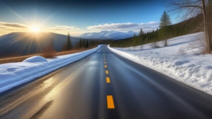 road in winter ai generated