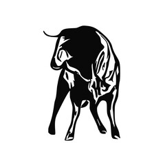 black and white sketch of a bull with a transparent background for elements for making logos and symbols