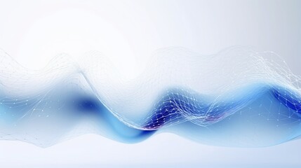 A wave that is dynamic and has connected dots and lines on a white background. it is a concept of abstract technology backgrounds and big data visualization with a digital wave background.