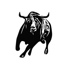 black and white sketch of a bull with a transparent background for elements for making logos and symbols
