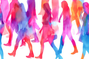 People. Multicultural. Watercolor illustration wallpaper