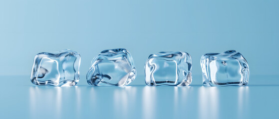  Melting Ice cubes on Blue background.
