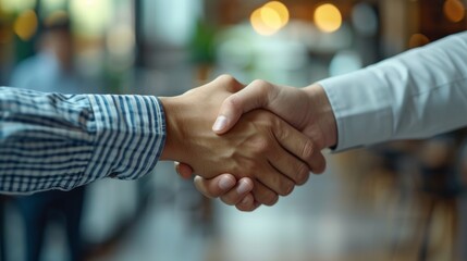 Simple, Human, Handshake, Modern, Office Setting, Blurred Background, Contemporary Feel, Emphasizing, Clarity, Professionalism, Business, Corporate, Interaction, Agreement, Partnership, Collaboration,