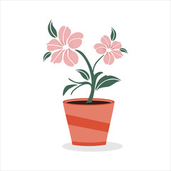 Flower arrangement in a pot. Vector illustration. 