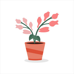 Bouquet of flowers in a pot. Vector illustration.