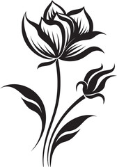 Inked Floral Serenade IX Shadowy Floral Vector SerenadeStygian Bloomed Florals X Black and White Bloomed Florals